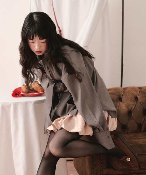 loin nuit（ロワンニュイ）の「line stone ribbon shirt / ラインストーンリボンシャツ（シャツ/ブラウス・レディース・ピンク/グレー・FREE）」の20枚目の写真