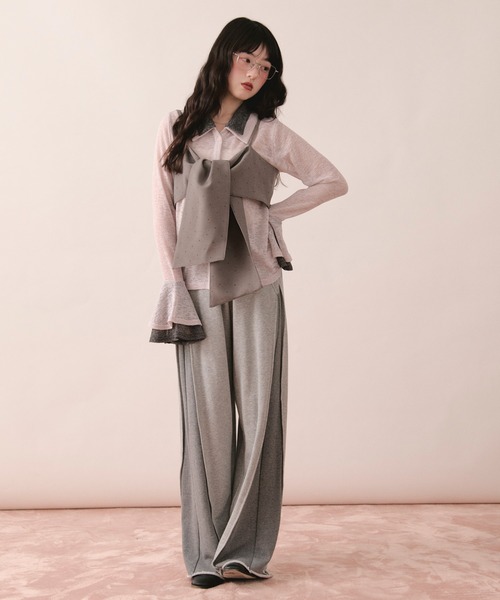 loin nuit（ロワンニュイ）の「line stone ribbon shirt / ラインストーンリボンシャツ（シャツ/ブラウス・レディース・ピンク/グレー・FREE）」の19枚目の写真