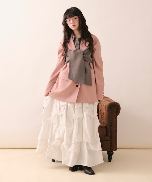 loin nuit（ロワンニュイ）の「line stone ribbon shirt / ラインストーンリボンシャツ（シャツ/ブラウス・レディース・ピンク/グレー・FREE）」の12枚目の写真