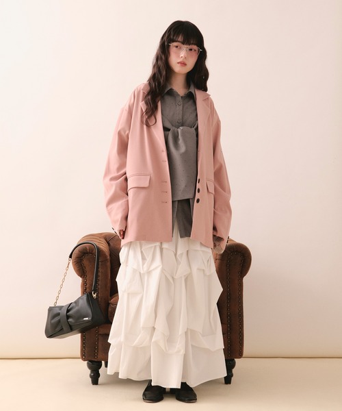 loin nuit（ロワンニュイ）の「line stone ribbon shirt / ラインストーンリボンシャツ（シャツ/ブラウス・レディース・ピンク/グレー・FREE）」の13枚目の写真