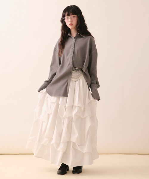 loin nuit（ロワンニュイ）の「line stone ribbon shirt / ラインストーンリボンシャツ（シャツ/ブラウス・レディース・ピンク/グレー・FREE）」の14枚目の写真