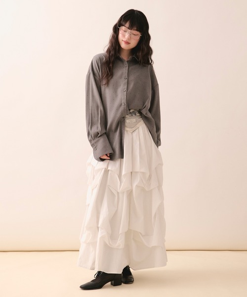 loin nuit（ロワンニュイ）の「line stone ribbon shirt / ラインストーンリボンシャツ（シャツ/ブラウス・レディース・ピンク/グレー・FREE）」の15枚目の写真