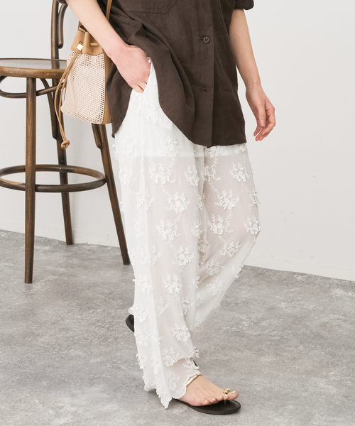 Spick & Span（スピックアンドスパン）の「crinkle crinkle crinkle sheer cotton 3D embroidery easy（その他パンツ・レディース・ブラック/ホワイト・FREE）」の10枚目の写真