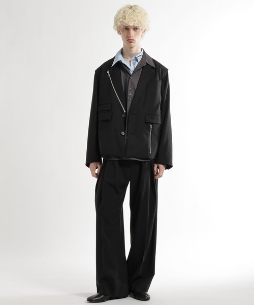 HARE（ハレ）の「CLEAR TEXTURE ZIPデザインジャケット(HARE)（テーラードジャケット・メンズ・ブラウン/グレー系その他/グレー/ブラック・MEDIUM/SMALL）」の6枚目の写真