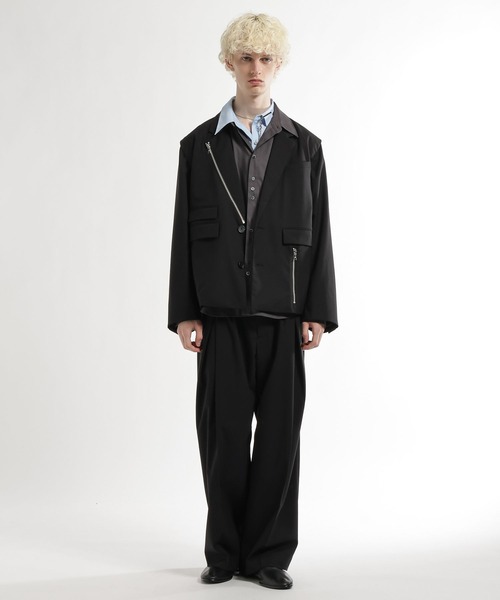 HARE（ハレ）の「CLEAR TEXTURE ZIPデザインジャケット(HARE)（テーラードジャケット・メンズ・ブラウン/グレー系その他/グレー/ブラック・MEDIUM/SMALL）」の7枚目の写真