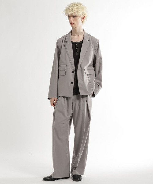 HARE（ハレ）の「CLEAR TEXTURE ZIPデザインジャケット(HARE)（テーラードジャケット・メンズ・ブラウン/グレー系その他/グレー/ブラック・MEDIUM/SMALL）」の9枚目の写真