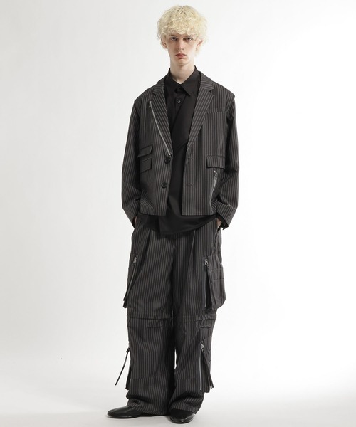 HARE（ハレ）の「CLEAR TEXTURE ZIPデザインジャケット(HARE)（テーラードジャケット・メンズ・ブラウン/グレー系その他/グレー/ブラック・MEDIUM/SMALL）」の10枚目の写真