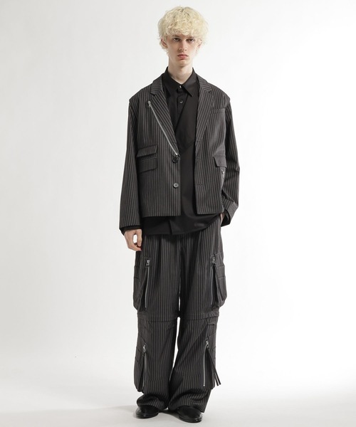 HARE（ハレ）の「CLEAR TEXTURE ZIPデザインジャケット(HARE)（テーラードジャケット・メンズ・ブラウン/グレー系その他/グレー/ブラック・MEDIUM/SMALL）」の11枚目の写真