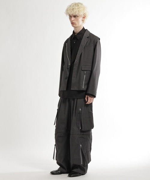 HARE（ハレ）の「CLEAR TEXTURE ZIPデザインジャケット(HARE)（テーラードジャケット・メンズ・ブラウン/グレー系その他/グレー/ブラック・MEDIUM/SMALL）」の12枚目の写真