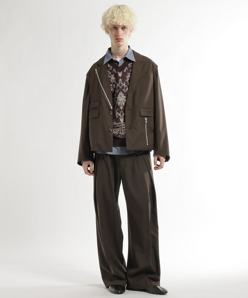 HARE（ハレ）の「CLEAR TEXTURE ZIPデザインジャケット(HARE)（テーラードジャケット・メンズ・ブラウン/グレー系その他/グレー/ブラック・MEDIUM/SMALL）」の13枚目の写真