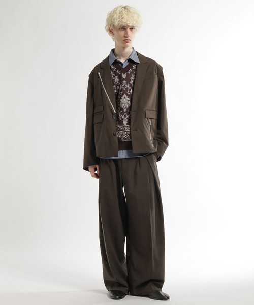 HARE（ハレ）の「CLEAR TEXTURE ZIPデザインジャケット(HARE)（テーラードジャケット・メンズ・ブラウン/グレー系その他/グレー/ブラック・MEDIUM/SMALL）」の14枚目の写真