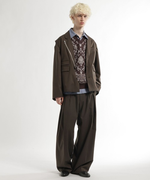 HARE（ハレ）の「CLEAR TEXTURE ZIPデザインジャケット(HARE)（テーラードジャケット・メンズ・ブラウン/グレー系その他/グレー/ブラック・MEDIUM/SMALL）」の15枚目の写真