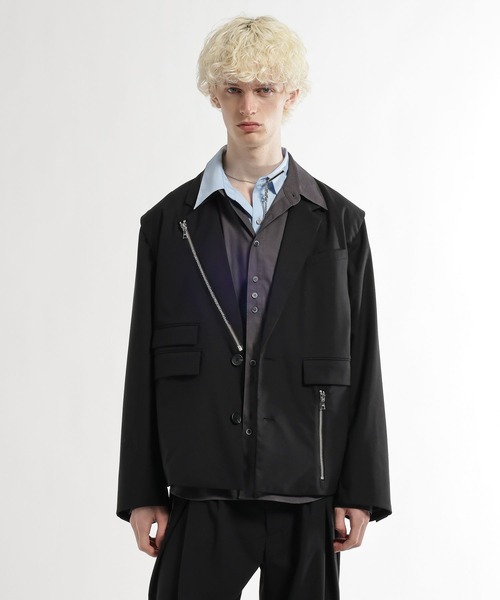 HARE（ハレ）の「CLEAR TEXTURE ZIPデザインジャケット(HARE)（テーラードジャケット・メンズ・ブラウン/グレー系その他/グレー/ブラック・MEDIUM/SMALL）」の16枚目の写真