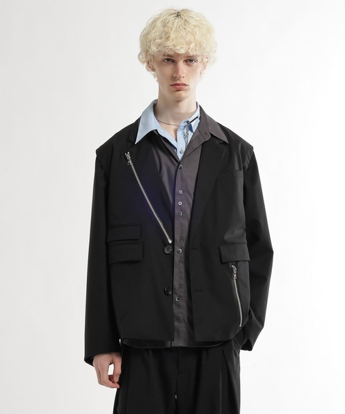 HARE（ハレ）の「CLEAR TEXTURE ZIPデザインジャケット(HARE)（テーラードジャケット・メンズ・ブラウン/グレー系その他/グレー/ブラック・MEDIUM/SMALL）」の17枚目の写真