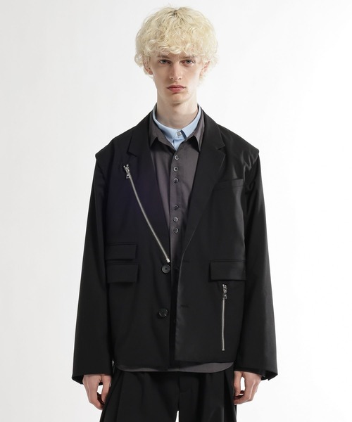 HARE（ハレ）の「CLEAR TEXTURE ZIPデザインジャケット(HARE)（テーラードジャケット・メンズ・ブラウン/グレー系その他/グレー/ブラック・MEDIUM/SMALL）」の18枚目の写真