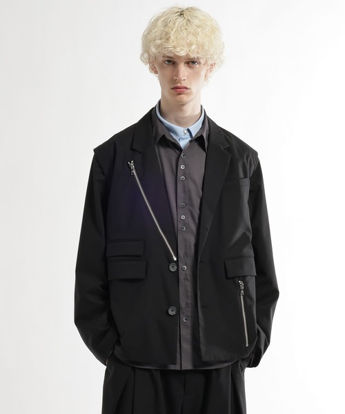 HARE（ハレ）の「CLEAR TEXTURE ZIPデザインジャケット(HARE)（テーラードジャケット・メンズ・ブラウン/グレー系その他/グレー/ブラック・MEDIUM/SMALL）」の19枚目の写真