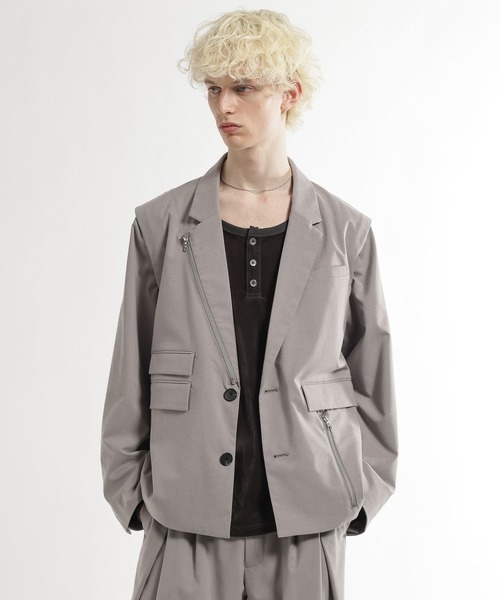 HARE（ハレ）の「CLEAR TEXTURE ZIPデザインジャケット(HARE)（テーラードジャケット・メンズ・ブラウン/グレー系その他/グレー/ブラック・MEDIUM/SMALL）」の20枚目の写真