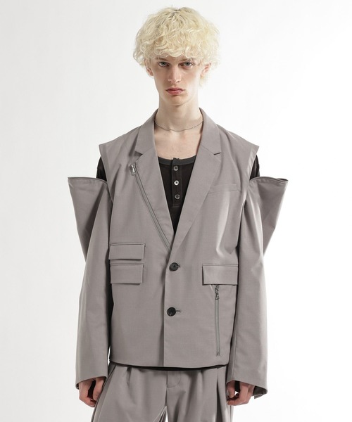 HARE（ハレ）の「CLEAR TEXTURE ZIPデザインジャケット(HARE)（テーラードジャケット・メンズ・ブラウン/グレー系その他/グレー/ブラック・MEDIUM/SMALL）」の21枚目の写真