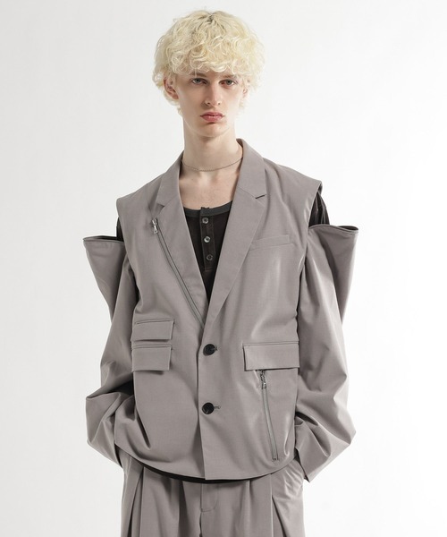 HARE（ハレ）の「CLEAR TEXTURE ZIPデザインジャケット(HARE)（テーラードジャケット・メンズ・ブラウン/グレー系その他/グレー/ブラック・MEDIUM/SMALL）」の22枚目の写真