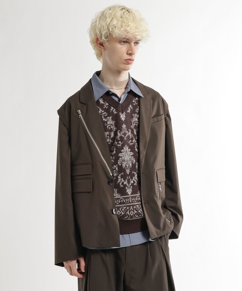 【HARE】CLEAR TEXTURE ZIPデザインジャケット セール】CLEAR TEXTURE ZIPデザインジャケット(HARE)（テーラード