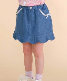 SLAP SLIP | リボン付きラメデニムスカパン(90~130cm)(デニムスカート)