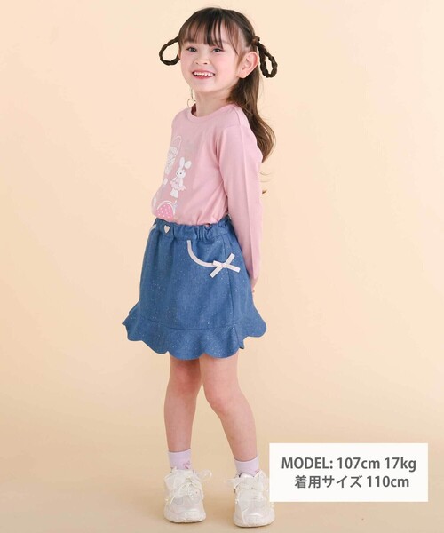 SLAP SLIP(スラップスリップ)の「リボン付きラメデニムスカパン(90~130cm)(デニムスカート・キッズ・ネイビー/ブルー・110cm/100cm/120cm/130cm/90cm)」の3枚目の写真