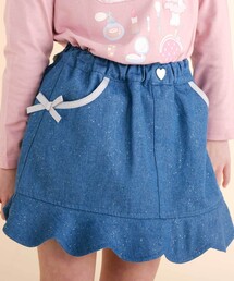 SLAP SLIP（スラップスリップ）の「リボン付きラメデニムスカパン(90~130cm)（デニムスカート）」