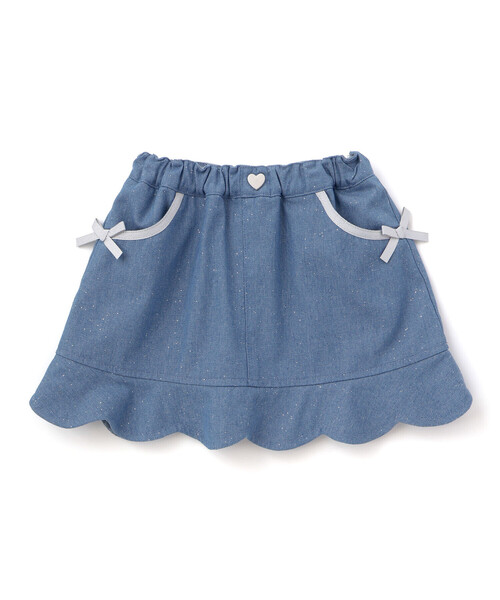 SLAP SLIP(スラップスリップ)の「リボン付きラメデニムスカパン(90~130cm)(デニムスカート・キッズ・ネイビー/ブルー・110cm/100cm/120cm/130cm/90cm)」の7枚目の写真