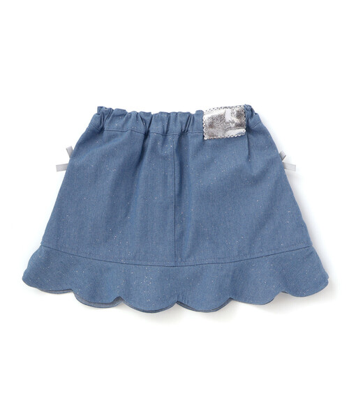 SLAP SLIP(スラップスリップ)の「リボン付きラメデニムスカパン(90~130cm)(デニムスカート・キッズ・ネイビー/ブルー・110cm/100cm/120cm/130cm/90cm)」の8枚目の写真