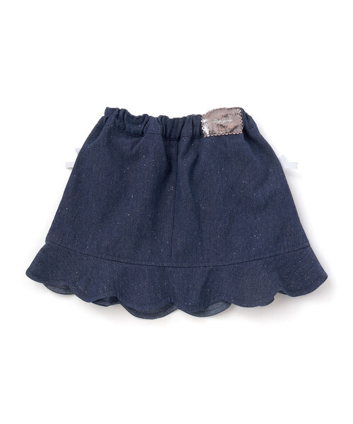 SLAP SLIP(スラップスリップ)の「リボン付きラメデニムスカパン(90~130cm)(デニムスカート・キッズ・ネイビー/ブルー・110cm/100cm/120cm/130cm/90cm)」の10枚目の写真