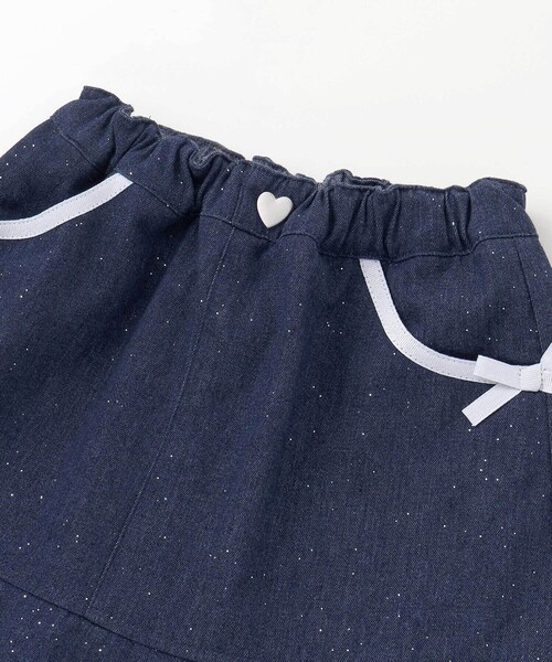 SLAP SLIP(スラップスリップ)の「リボン付きラメデニムスカパン(90~130cm)(デニムスカート・キッズ・ネイビー/ブルー・110cm/100cm/120cm/130cm/90cm)」の11枚目の写真