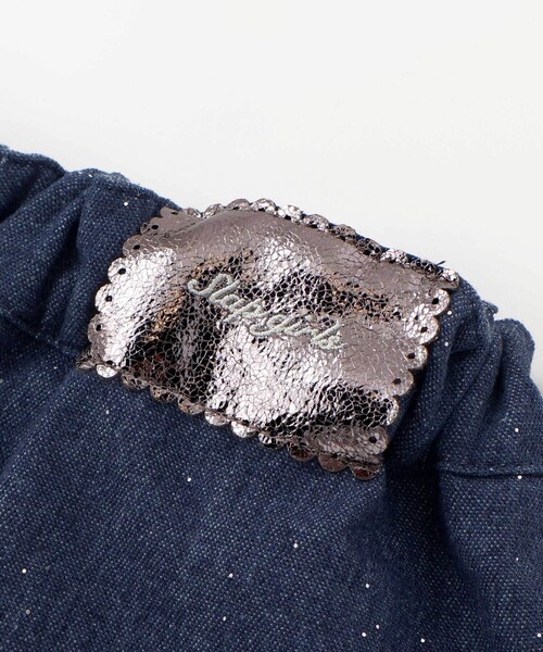 SLAP SLIP(スラップスリップ)の「リボン付きラメデニムスカパン(90~130cm)(デニムスカート・キッズ・ネイビー/ブルー・110cm/100cm/120cm/130cm/90cm)」の14枚目の写真