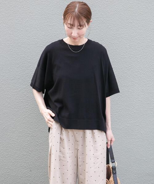 ITEMS URBANRESEARCH(アイテムズ アーバンリサーチ)の「『洗濯可』ニットTシャツ(ニット/セーター・レディース・グリーン/ブラック/チャコールグレー/オフホワイト・FREE)」の14枚目の写真