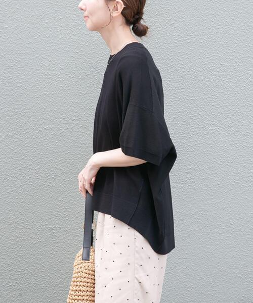 ITEMS URBANRESEARCH(アイテムズ アーバンリサーチ)の「『洗濯可』ニットTシャツ(ニット/セーター・レディース・グリーン/ブラック/チャコールグレー/オフホワイト・FREE)」の18枚目の写真