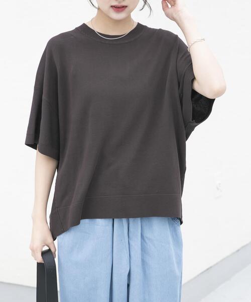 ITEMS URBANRESEARCH(アイテムズ アーバンリサーチ)の「『洗濯可』ニットTシャツ(ニット/セーター・レディース・グリーン/ブラック/チャコールグレー/オフホワイト・FREE)」の22枚目の写真