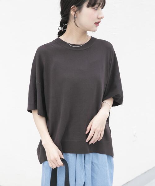ITEMS URBANRESEARCH(アイテムズ アーバンリサーチ)の「『洗濯可』ニットTシャツ(ニット/セーター・レディース・グリーン/ブラック/チャコールグレー/オフホワイト・FREE)」の14枚目の写真