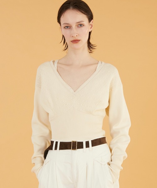 crinkle crinkle crinkle(クリンクルクリンクルクリンクル)の「【crinkle crinkle crinkle】geometric jacquard knit/ジオメトリックジャガードニット(ニット/セーター・レディース・ブラック/アイボリー・FREE)」の1枚目の写真