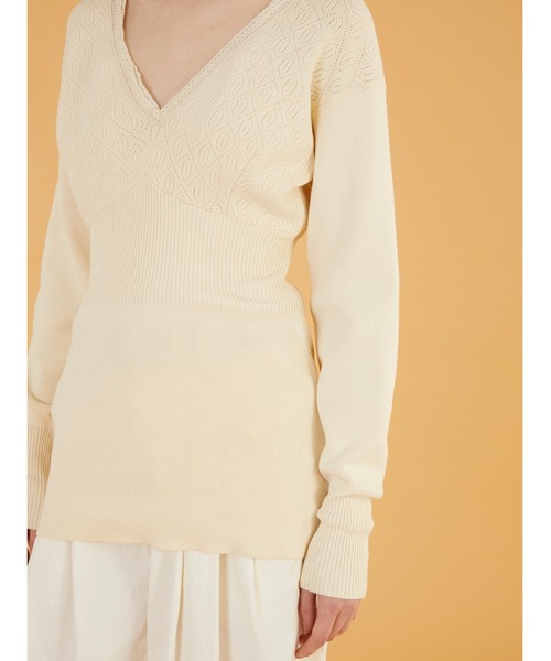 crinkle crinkle crinkle(クリンクルクリンクルクリンクル)の「【crinkle crinkle crinkle】geometric jacquard knit/ジオメトリックジャガードニット(ニット/セーター・レディース・ブラック/アイボリー・FREE)」の8枚目の写真