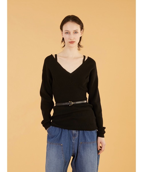 crinkle crinkle crinkle(クリンクルクリンクルクリンクル)の「【crinkle crinkle crinkle】geometric jacquard knit/ジオメトリックジャガードニット(ニット/セーター・レディース・ブラック/アイボリー・FREE)」の7枚目の写真