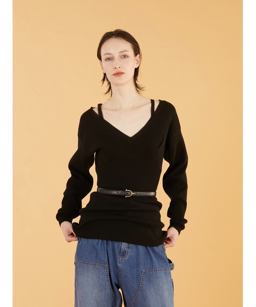 crinkle crinkle crinkle(クリンクルクリンクルクリンクル)の「【crinkle crinkle crinkle】geometric jacquard knit/ジオメトリックジャガードニット(ニット/セーター・レディース・ブラック/アイボリー・FREE)」の6枚目の写真