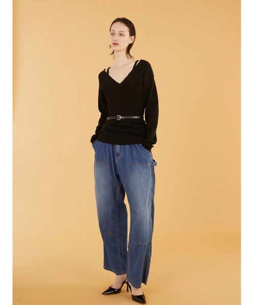 crinkle crinkle crinkle(クリンクルクリンクルクリンクル)の「【crinkle crinkle crinkle】geometric jacquard knit/ジオメトリックジャガードニット(ニット/セーター・レディース・ブラック/アイボリー・FREE)」の3枚目の写真