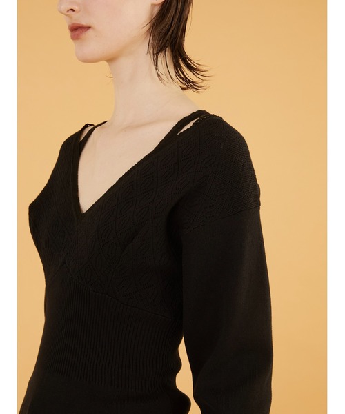 crinkle crinkle crinkle(クリンクルクリンクルクリンクル)の「【crinkle crinkle crinkle】geometric jacquard knit/ジオメトリックジャガードニット(ニット/セーター・レディース・ブラック/アイボリー・FREE)」の16枚目の写真