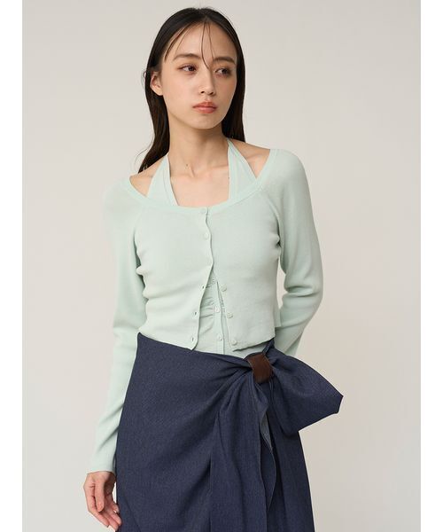 SNIDEL（スナイデル）の「ホルターキャミ&カーデアンサンブル（カーディガン/ボレロ・レディース・ミント/ホワイト/グレー・F）」の14枚目の写真