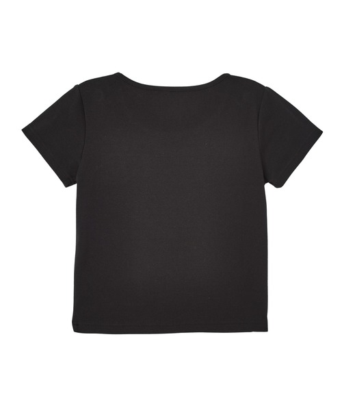 X-girl（エックスガール）の「FACE LABEL S/S BABY TEE（Tシャツ/カットソー・レディース・ブラック/ホワイト/カモフラージュ・ONE SIZE）」の4枚目の写真
