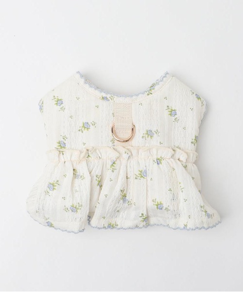 moncheri（モンシェリ）の「花柄フリルトップス風ハーネス+リードSET【保冷剤対応】（リード/ハーネス/首輪・レディース・ブルー/ピンク・L/M/S/XL）」の2枚目の写真