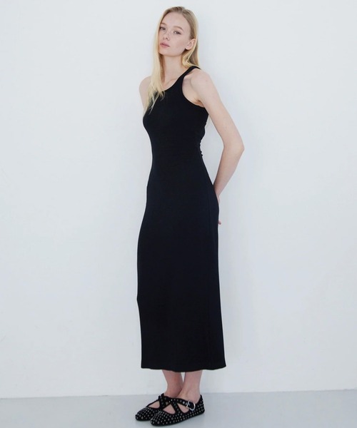 ROYAL FLASH(ロイヤルフラッシュ)の「determ/ デターム/Collagen Ribbed Open-Back Tank Dress(ワンピース・レディース・ブラック/グレー・S/XS)」の6枚目の写真