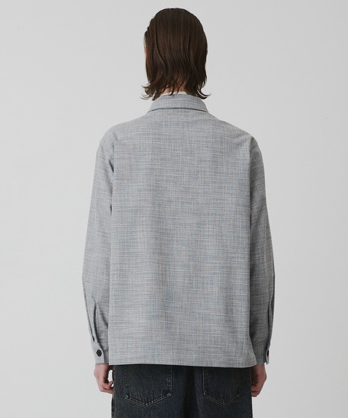 新作】Slab Tweed カバーオールシャツ ｜春服/レーヨン/伸縮性/羽織り