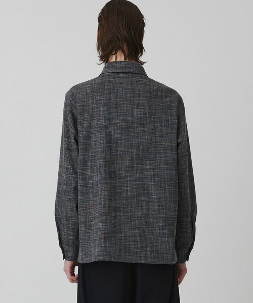 UNITED TOKYO（ユナイテッドトウキョウ）の「【着心地抜群】Slab Tweed カバーオールシャツ　｜レーヨン/伸縮性/羽織り/通気性/薄手（カバーオール・メンズ・ネイビー/ライトグレー/ブラック・1/2）」の18枚目の写真