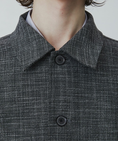 新作】Slab Tweed カバーオールシャツ ｜春服/レーヨン/伸縮性/羽織り
