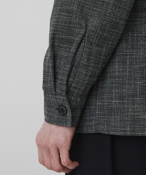 新作】Slab Tweed カバーオールシャツ ｜春服/レーヨン/伸縮性/羽織り